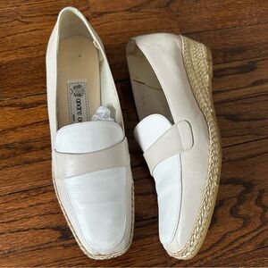 Vintage Andre Assous White Leather Espadrille Loafers 7.5